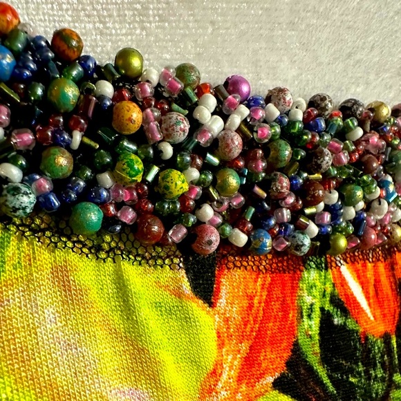 Investments multicolor beaded neckline midi dress size L - Picture 7 of 8